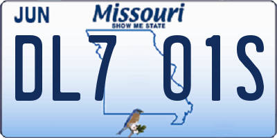 MO license plate DL7O1S