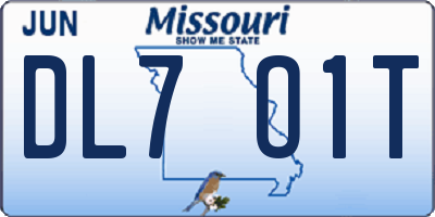 MO license plate DL7O1T