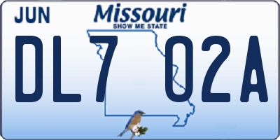 MO license plate DL7O2A