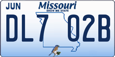 MO license plate DL7O2B