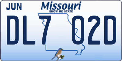 MO license plate DL7O2D
