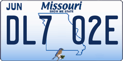 MO license plate DL7O2E