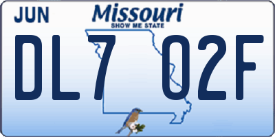 MO license plate DL7O2F