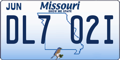 MO license plate DL7O2I