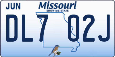 MO license plate DL7O2J