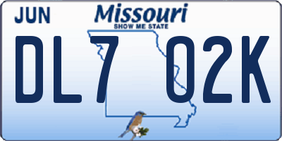 MO license plate DL7O2K