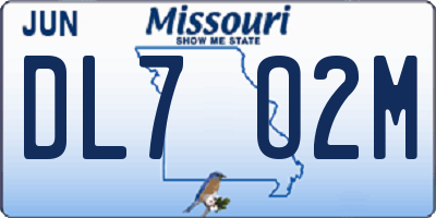 MO license plate DL7O2M