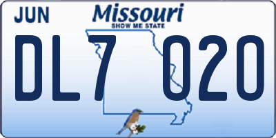 MO license plate DL7O2O