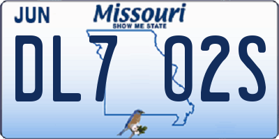MO license plate DL7O2S