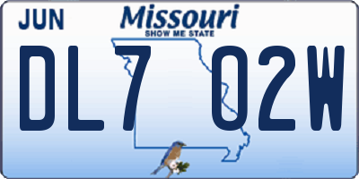 MO license plate DL7O2W