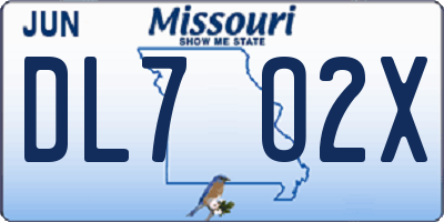 MO license plate DL7O2X