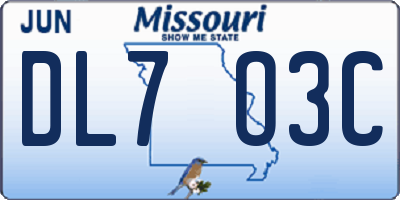 MO license plate DL7O3C