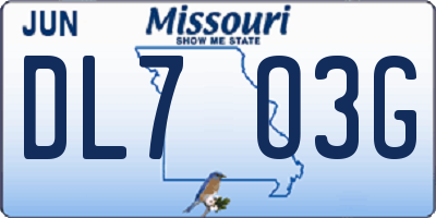 MO license plate DL7O3G