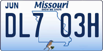 MO license plate DL7O3H