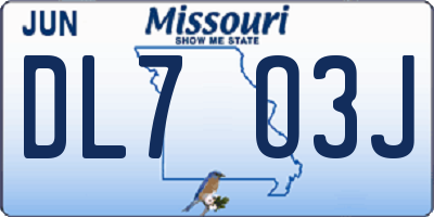 MO license plate DL7O3J