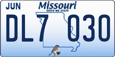 MO license plate DL7O3O
