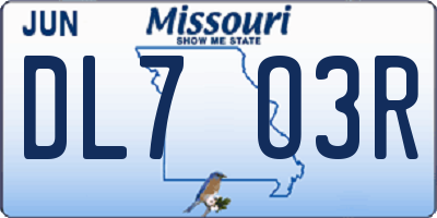 MO license plate DL7O3R