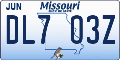 MO license plate DL7O3Z