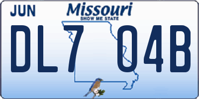 MO license plate DL7O4B