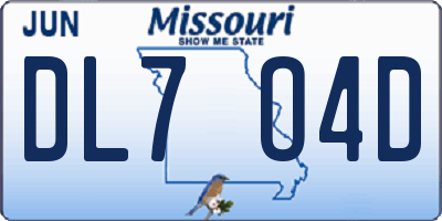 MO license plate DL7O4D