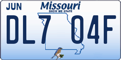 MO license plate DL7O4F