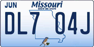 MO license plate DL7O4J