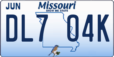 MO license plate DL7O4K