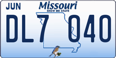 MO license plate DL7O4O