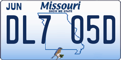 MO license plate DL7O5D