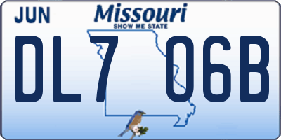 MO license plate DL7O6B