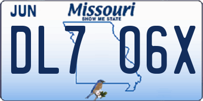 MO license plate DL7O6X