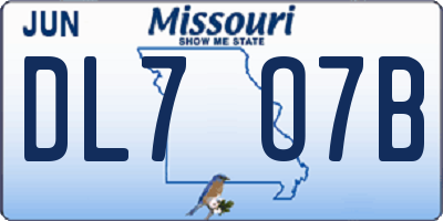 MO license plate DL7O7B