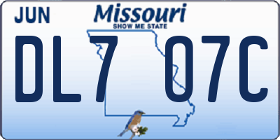 MO license plate DL7O7C