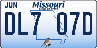MO license plate DL7O7D