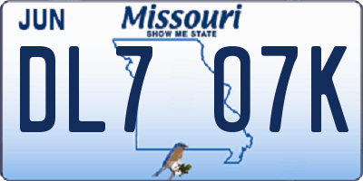 MO license plate DL7O7K