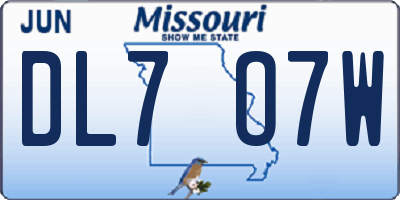 MO license plate DL7O7W