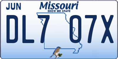 MO license plate DL7O7X