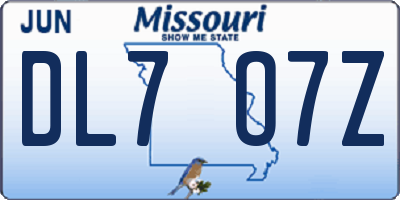 MO license plate DL7O7Z