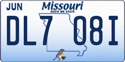MO license plate DL7O8I