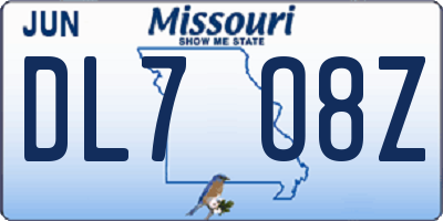 MO license plate DL7O8Z