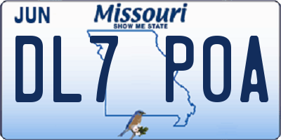 MO license plate DL7P0A