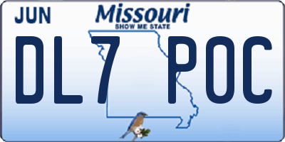 MO license plate DL7P0C