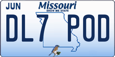 MO license plate DL7P0D