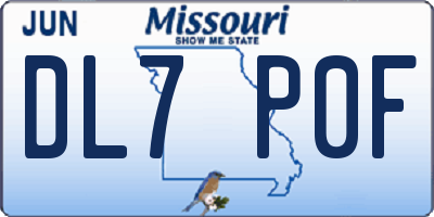 MO license plate DL7P0F
