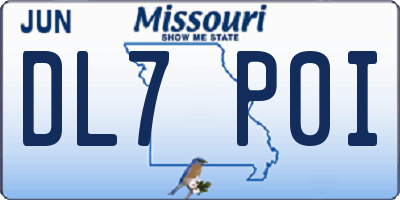 MO license plate DL7P0I