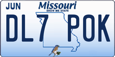 MO license plate DL7P0K