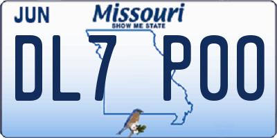 MO license plate DL7P0O
