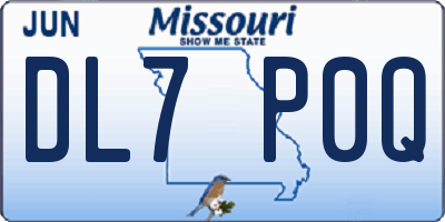 MO license plate DL7P0Q