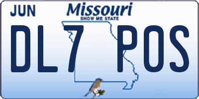 MO license plate DL7P0S