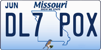 MO license plate DL7P0X